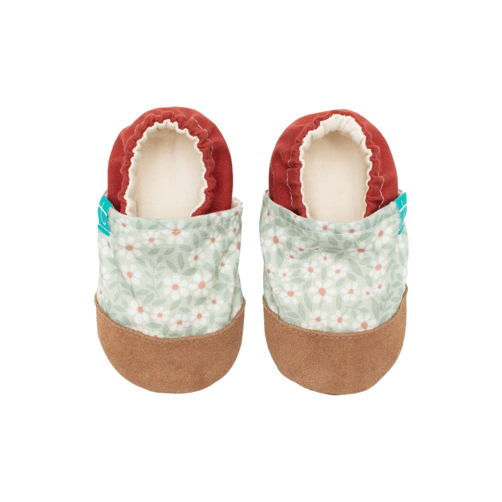 Light Green Flowers Child Slippers