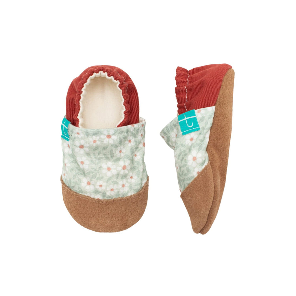 Light Green Flowers Child Slippers