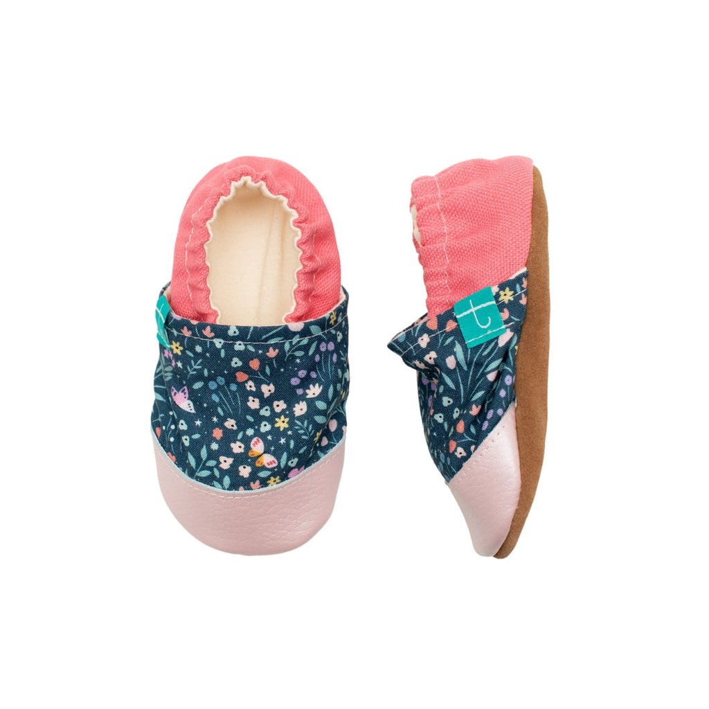 Cloudy Flowers Rubellite Child Slippers