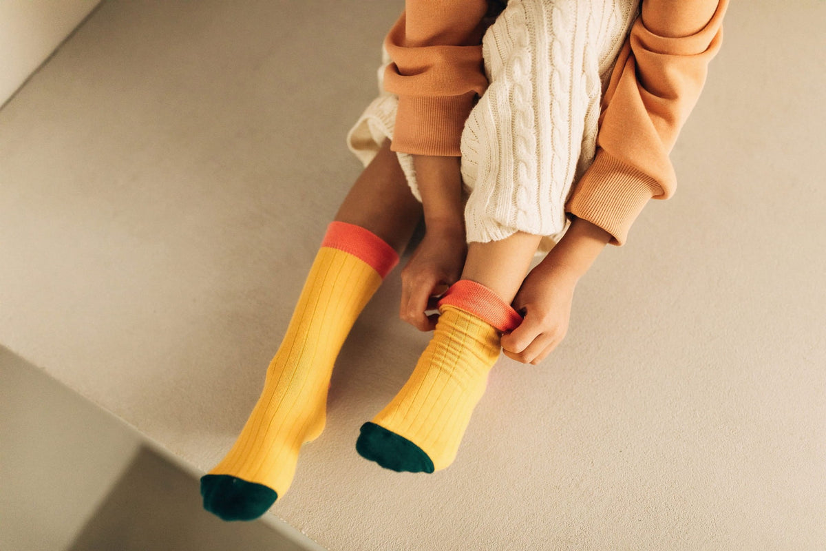 TITOT Socks Solid Toe Yellow