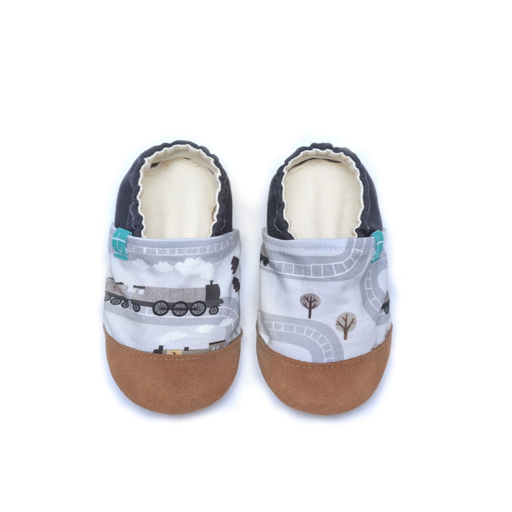Train Grey Brown Child Slippers
