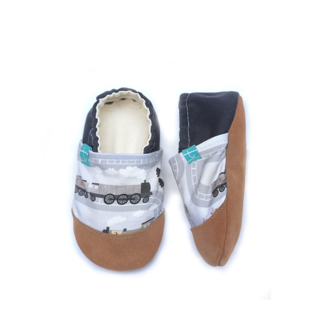 Train Grey Brown Child Slippers