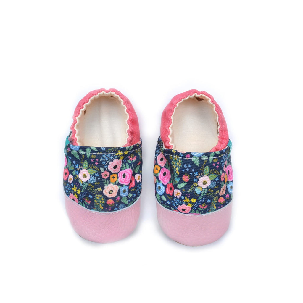 Roses on Navy Child Slippers