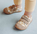 Beige Daisy Velcro Shoes