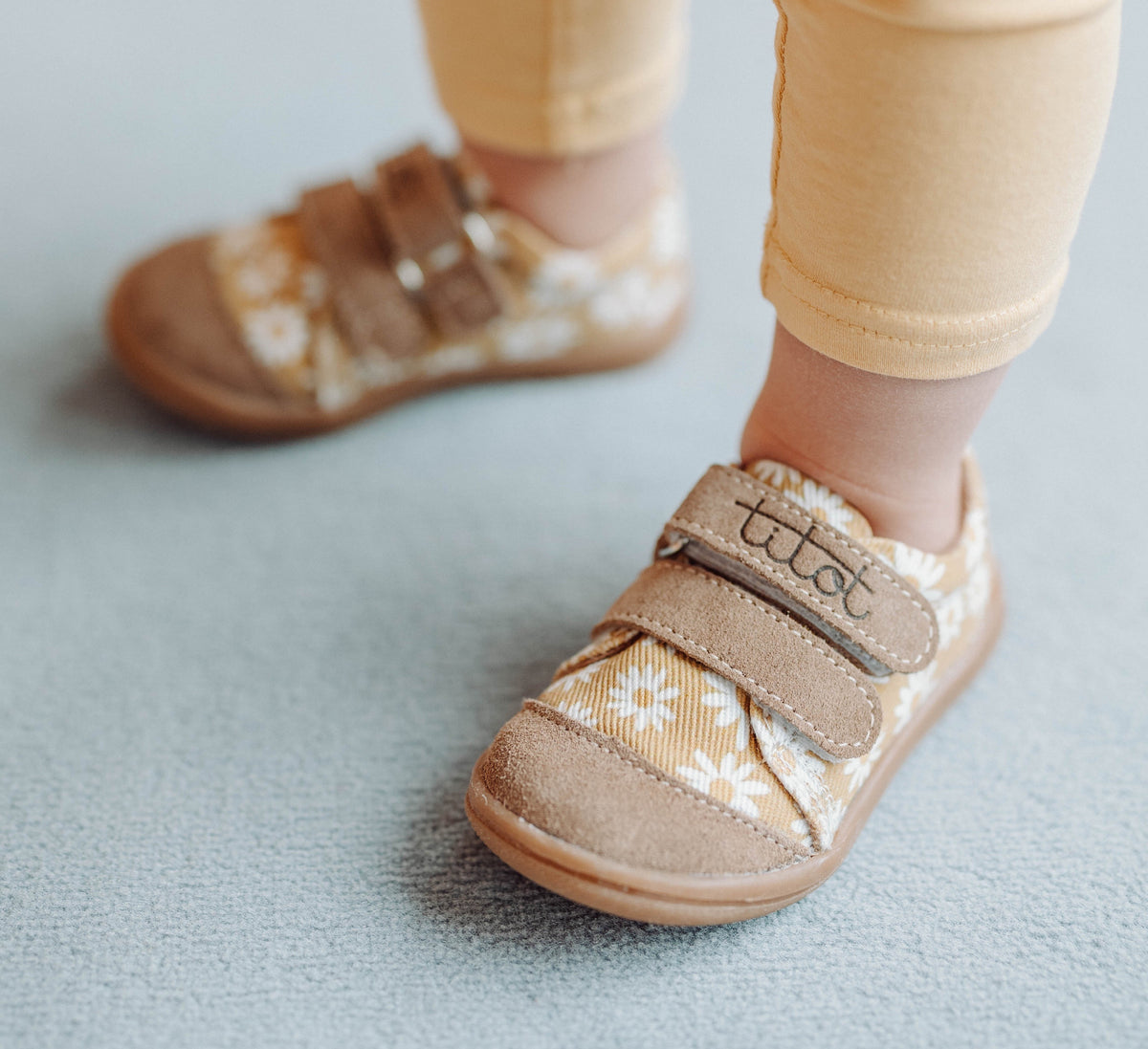 Beige Daisy Velcro Shoes