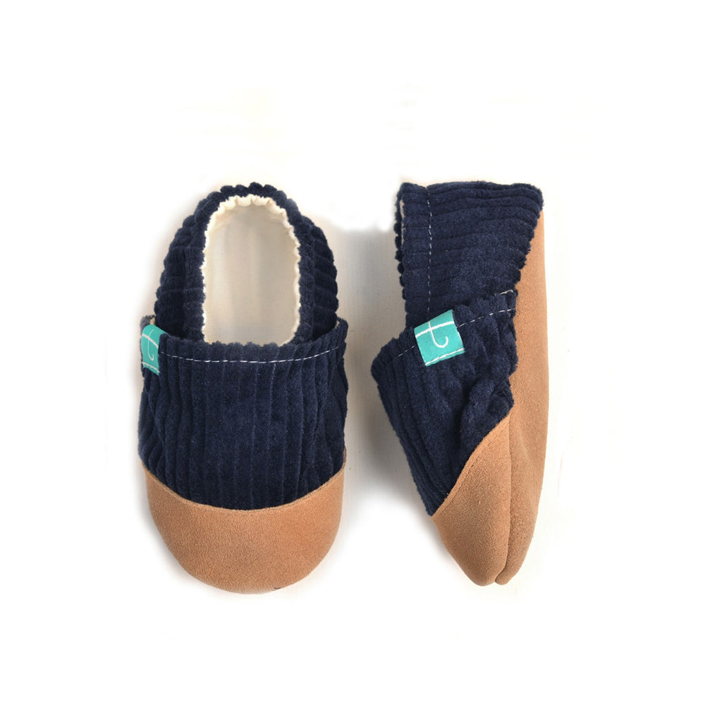 Cuddly Navy Child Slippers