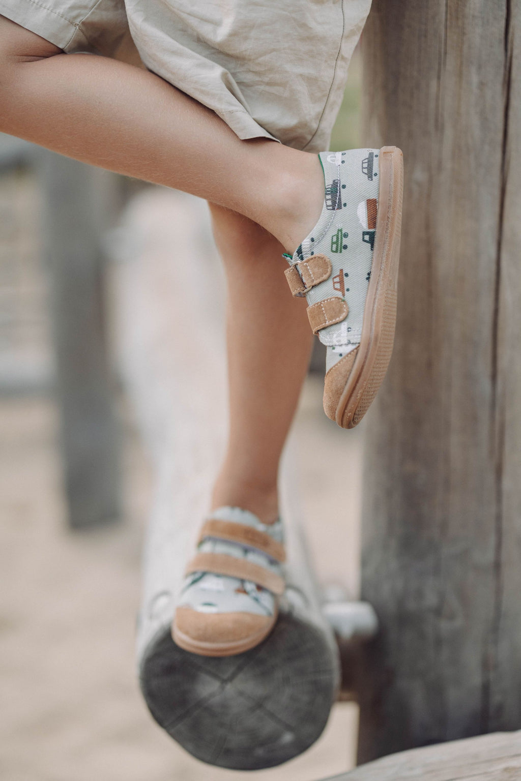 Brown Car Kids Sneakers