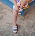 Navy Roses Velcro Shoes