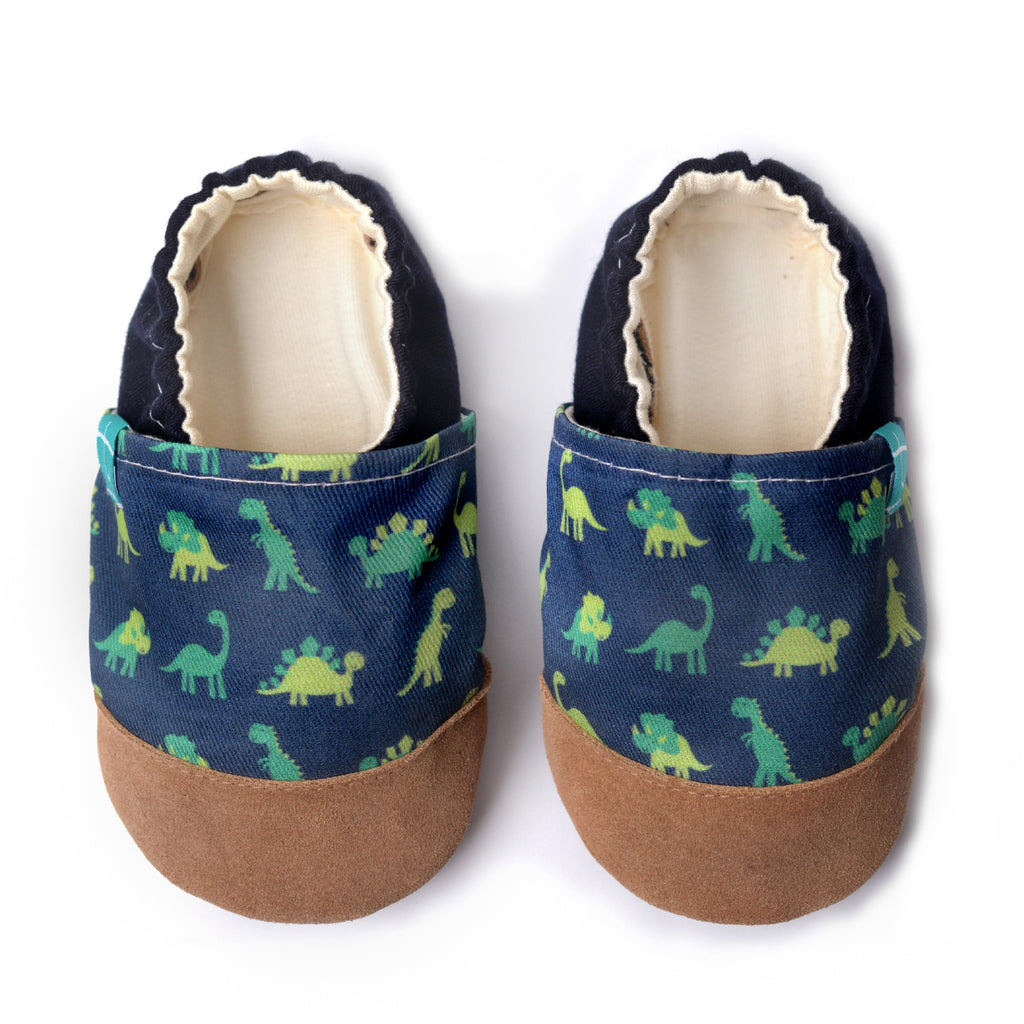 Pantoufles enfant dinosaures bleu marine