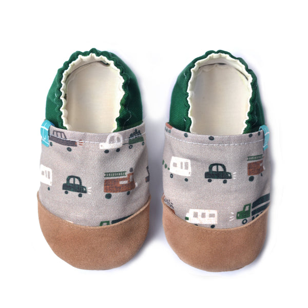 Brown Car Child Slippers