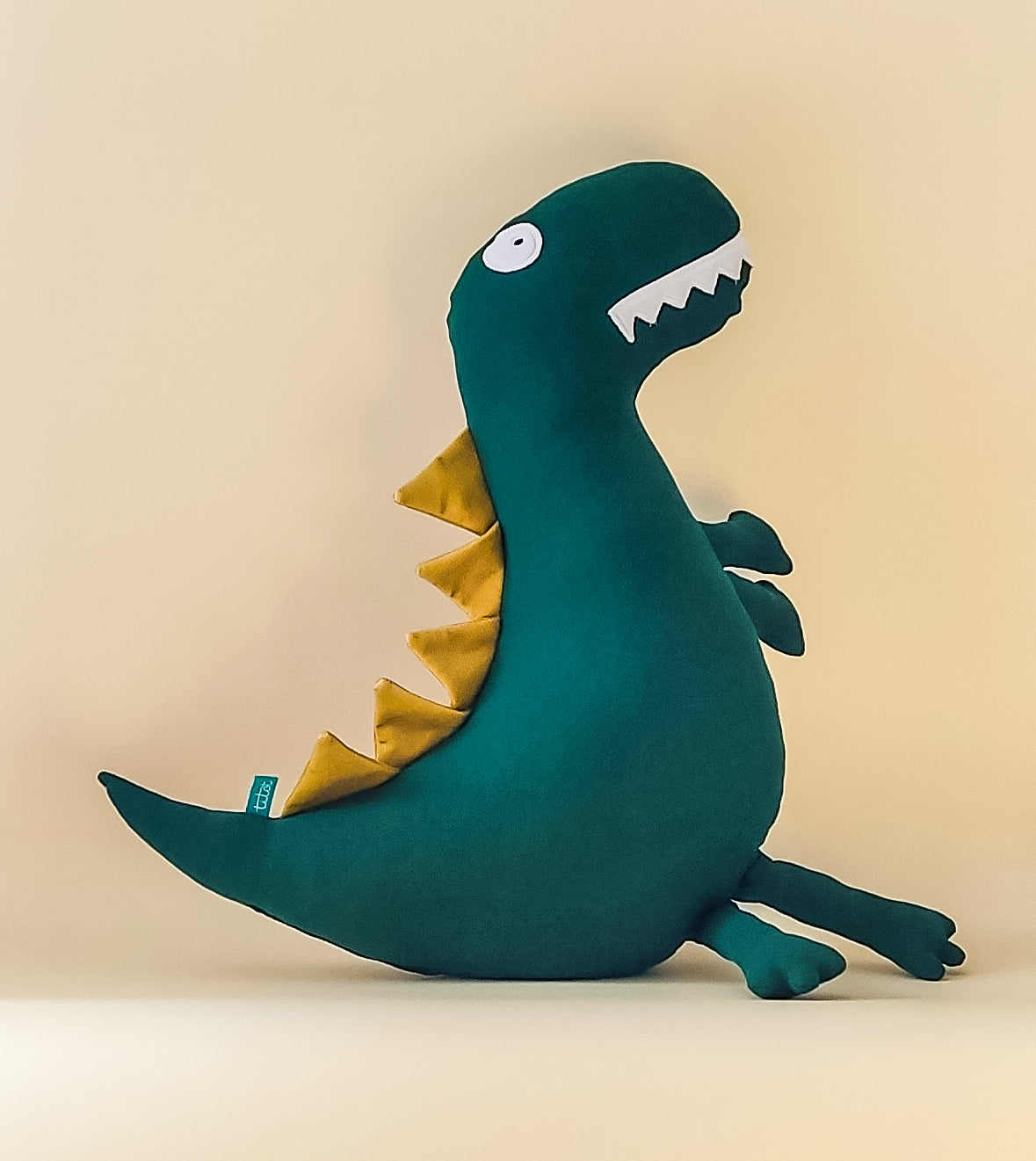 Jumbo Green Dinosaur Soft Toy Pillow T-Rex Plush Cushion Handmade"