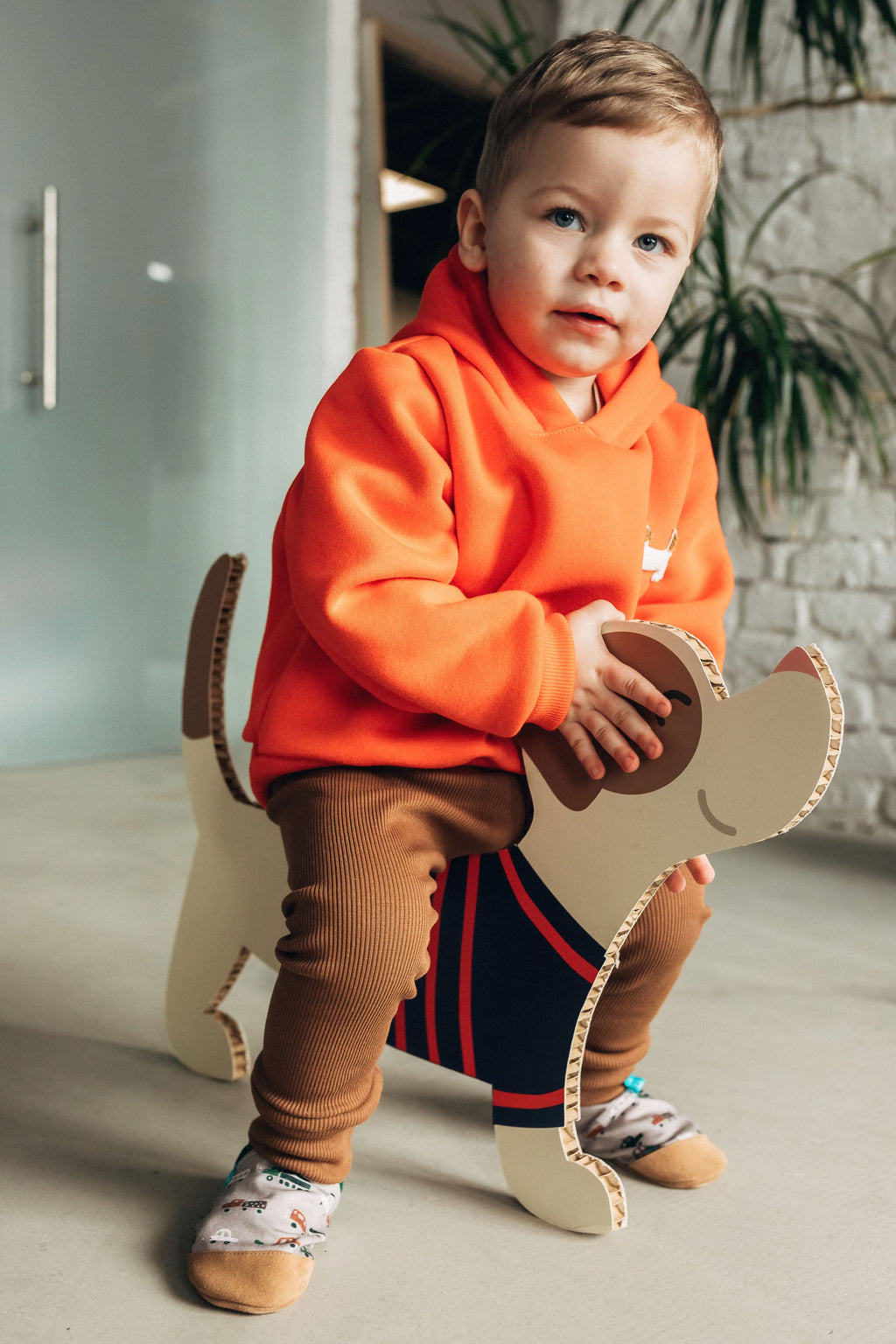 Brown Car Child Slippers