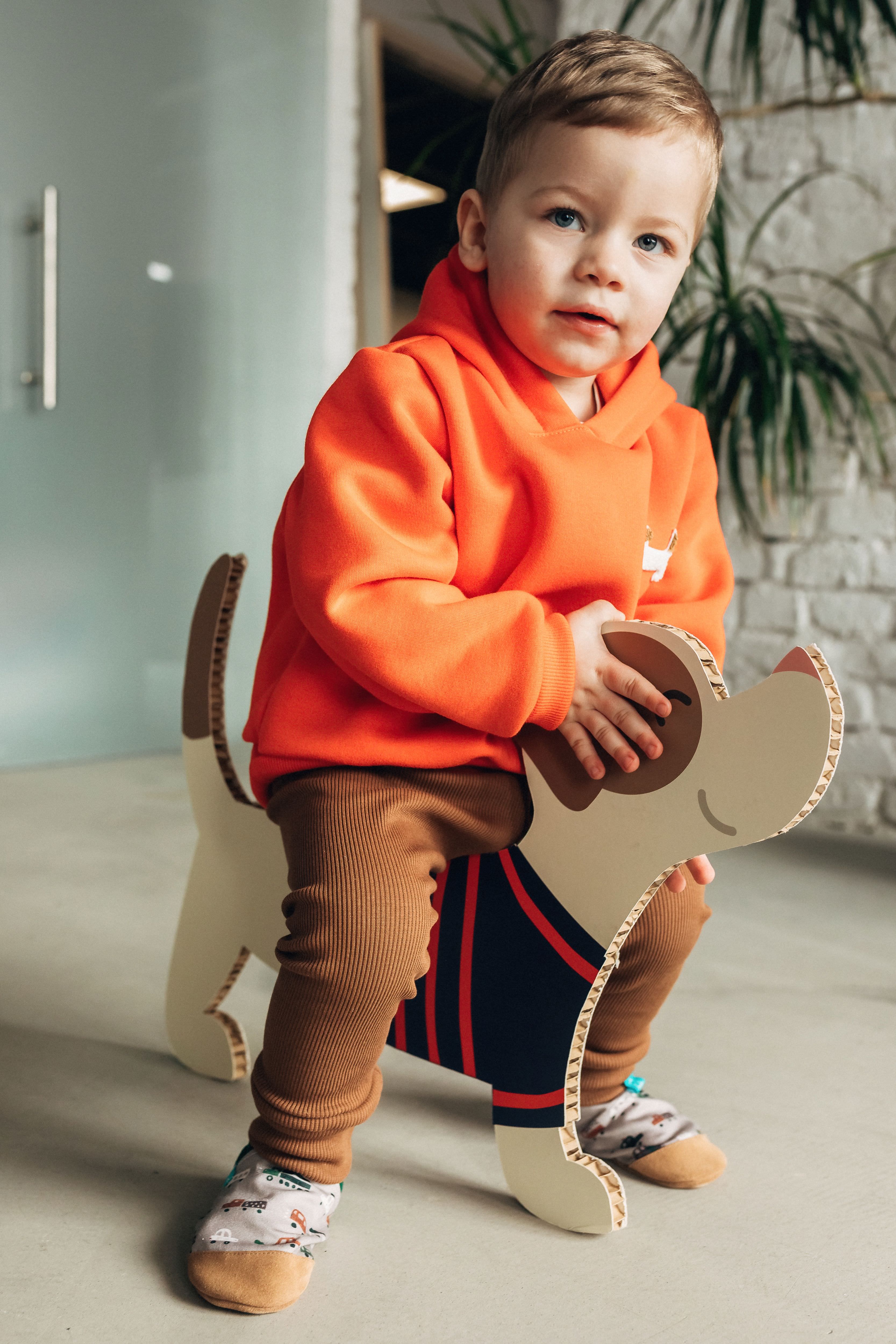 Brown Car Child Slippers