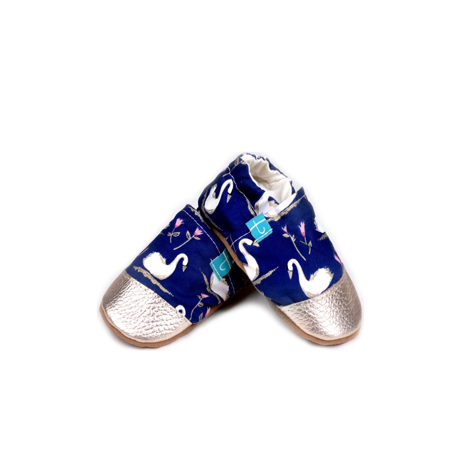 Navy Swans Child Slippers