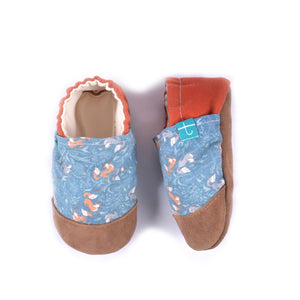 Foxes on Blue Child Slippers