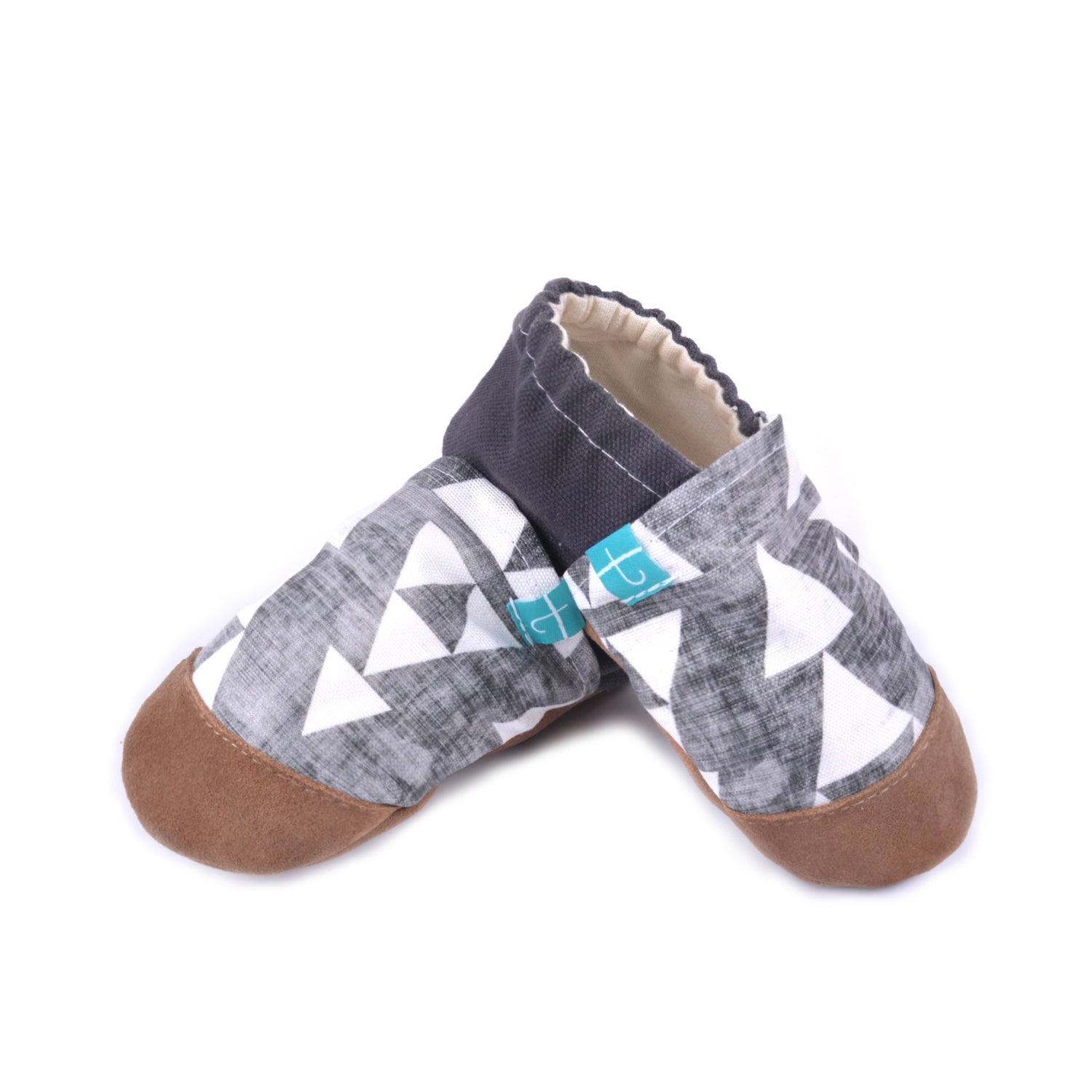 Grey Triangles Child Slippers