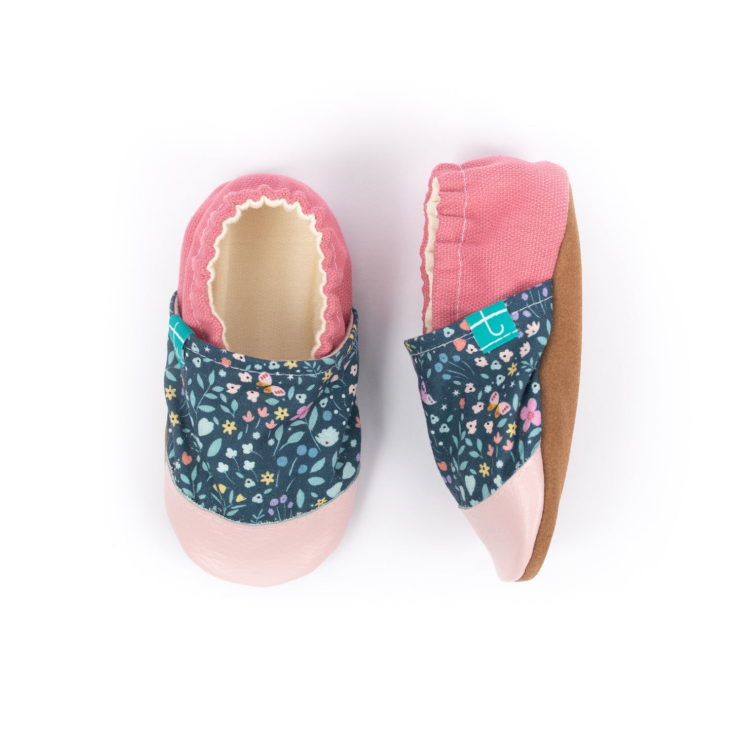 Cloudy Flowers Rubelite Child Slippers